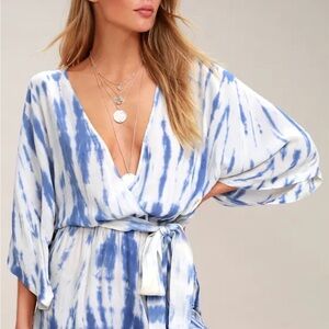 Blue and White Tie-Dye Romper